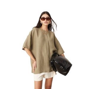 ASOS EDITION Textured Boxy Woven T-shirt Green Blouse Women's Size‎ 10